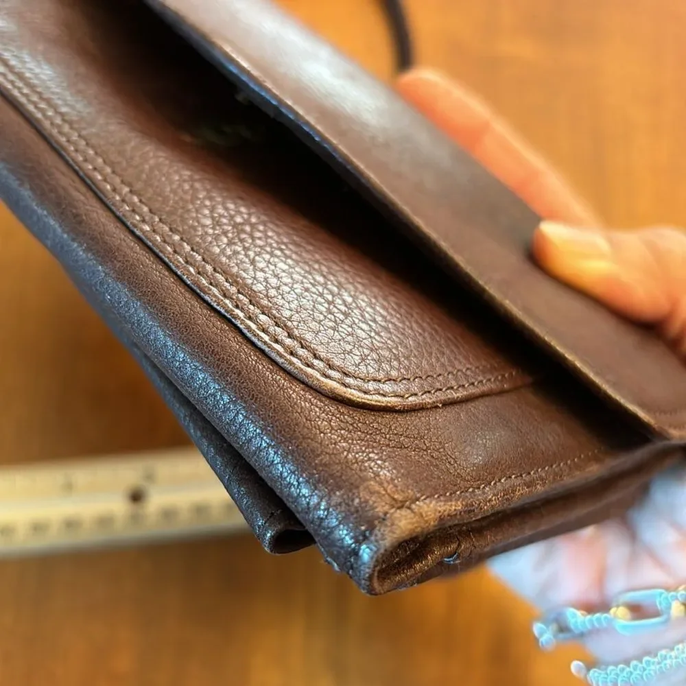 Fossil Travel Trifold Wallet & Purse Crossbody, Brown Pebble Leather